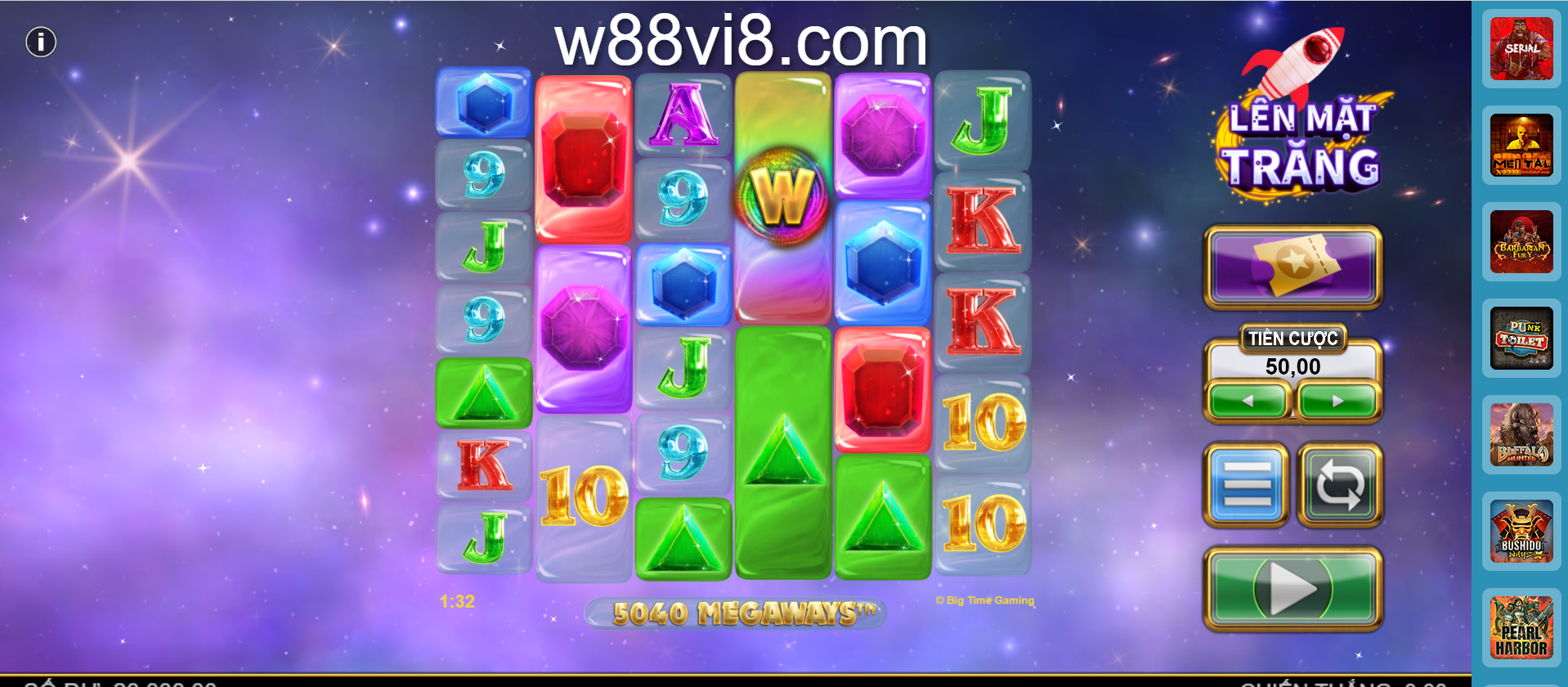 Những tính năng trong game slot Over the Moon W88